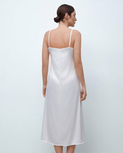 Satin Nightgown spaghetti strap S03403 white