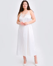 Satin Nightgown spaghetti strap S03403 white
