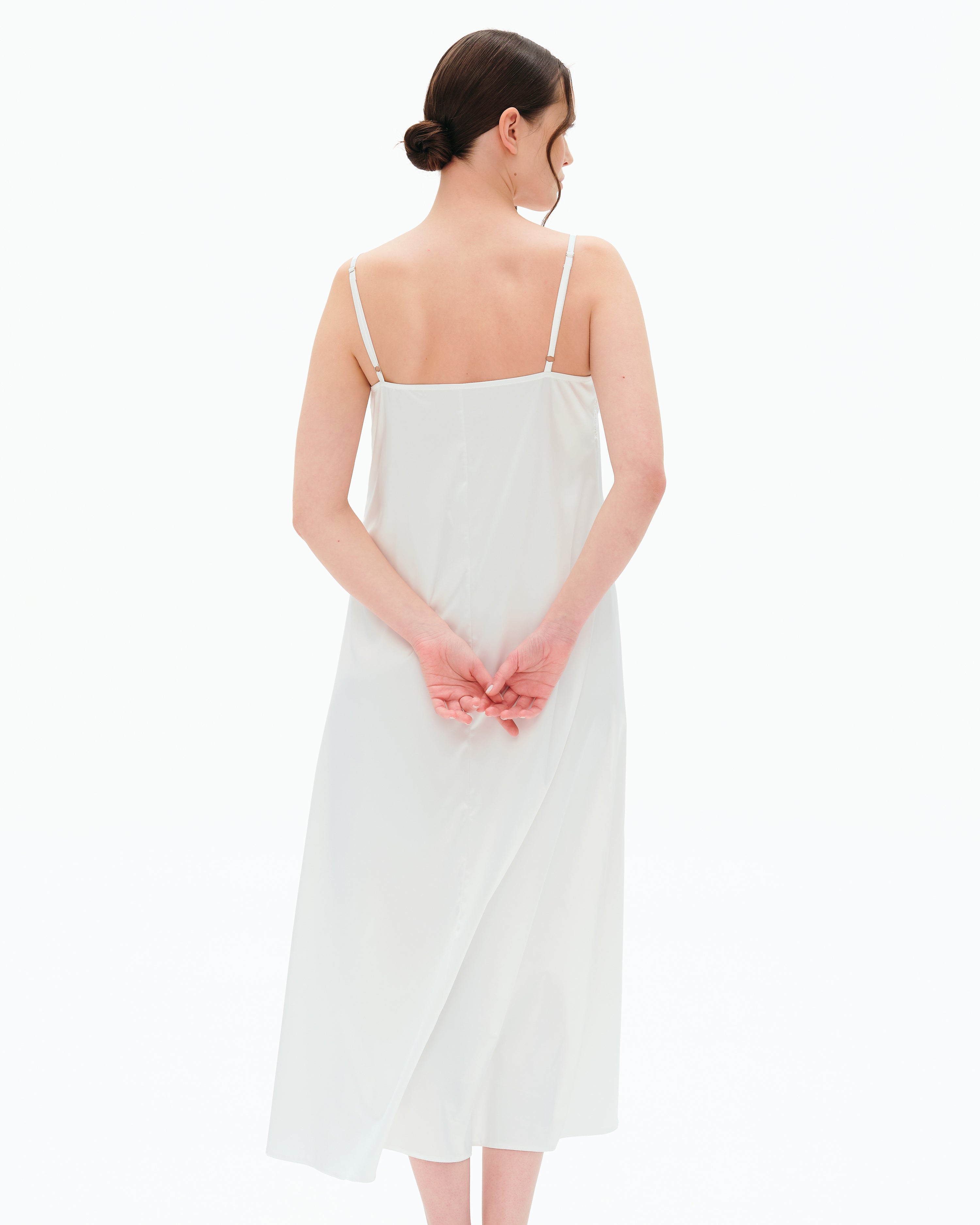 Satin Nightgown spaghetti strap S03403 white