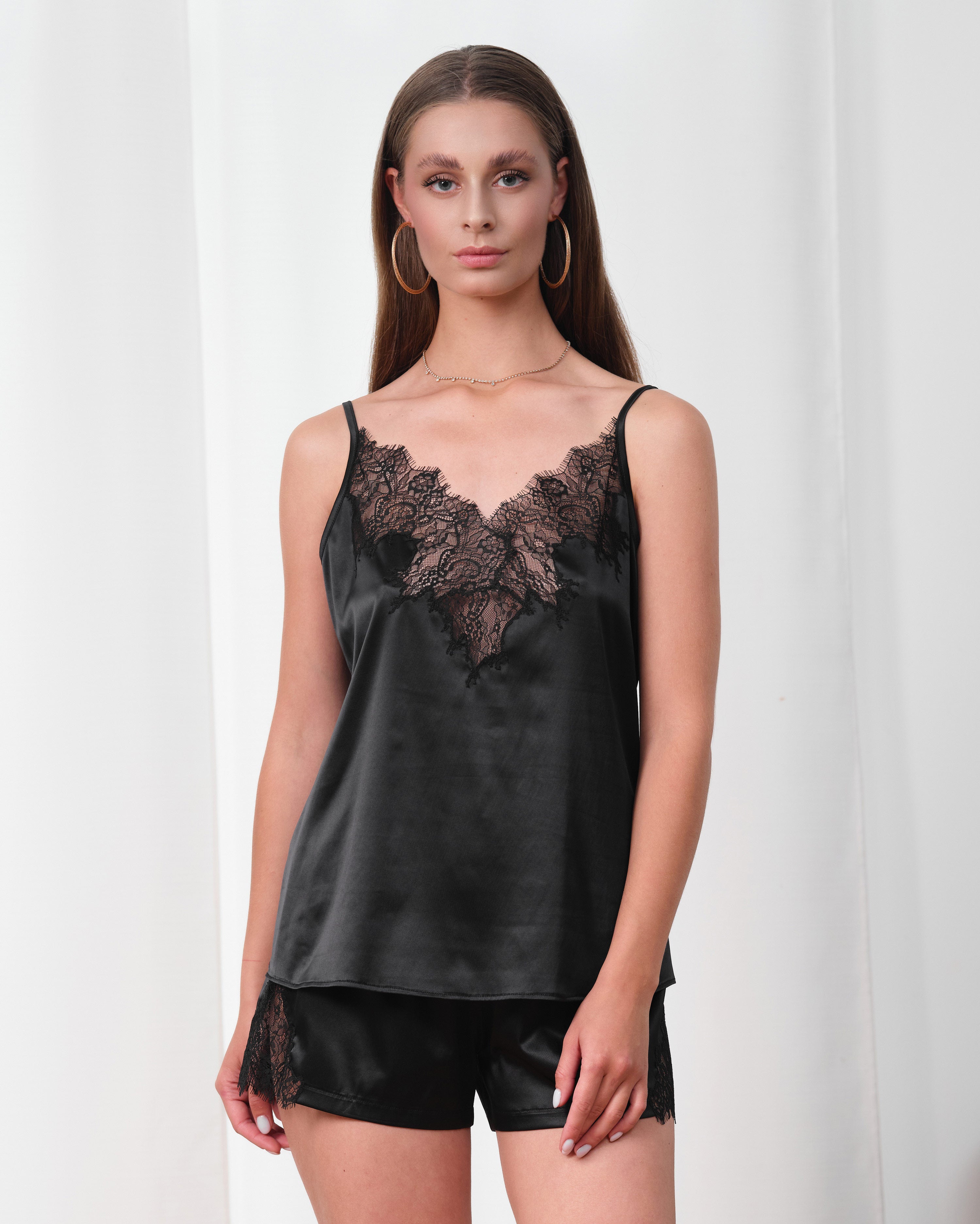 Satin cami shorts Set S03405 black