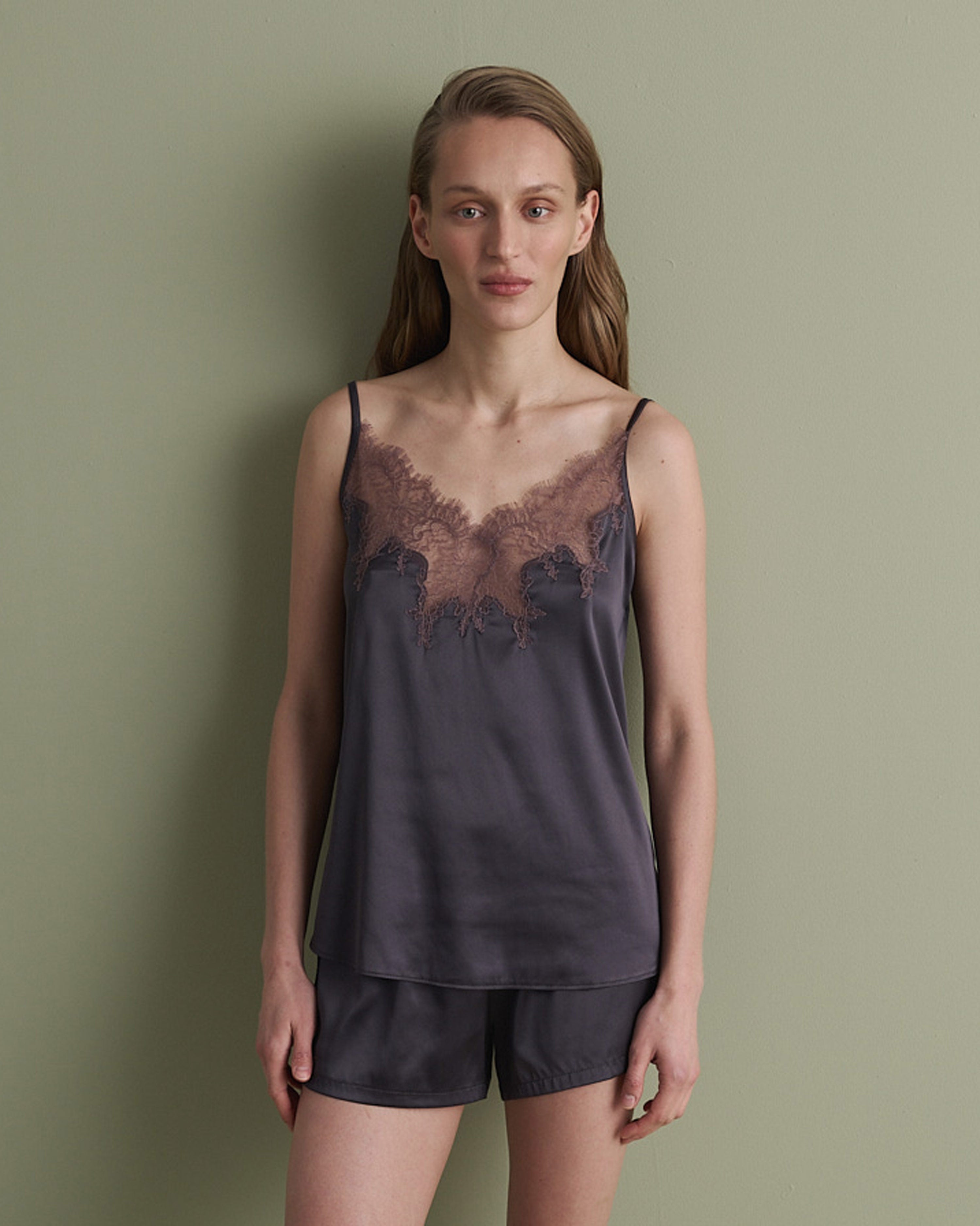 Satin cami shorts Set S03405 grey