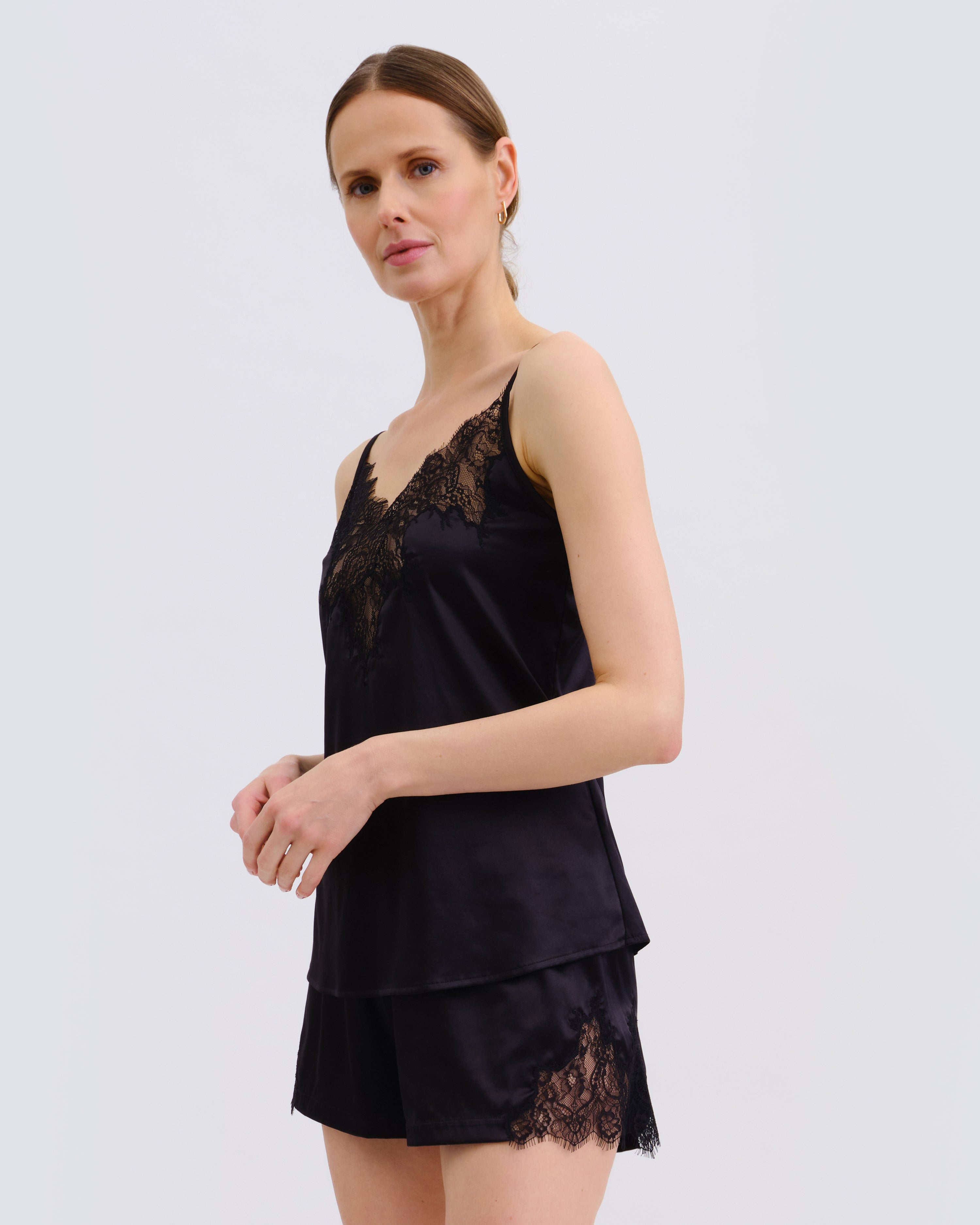 Satin cami shorts Set S03405 black