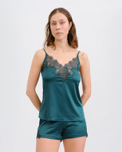 Satin cami shorts Set S03405 emerald