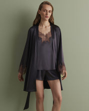 Satin Robe S03406 grey