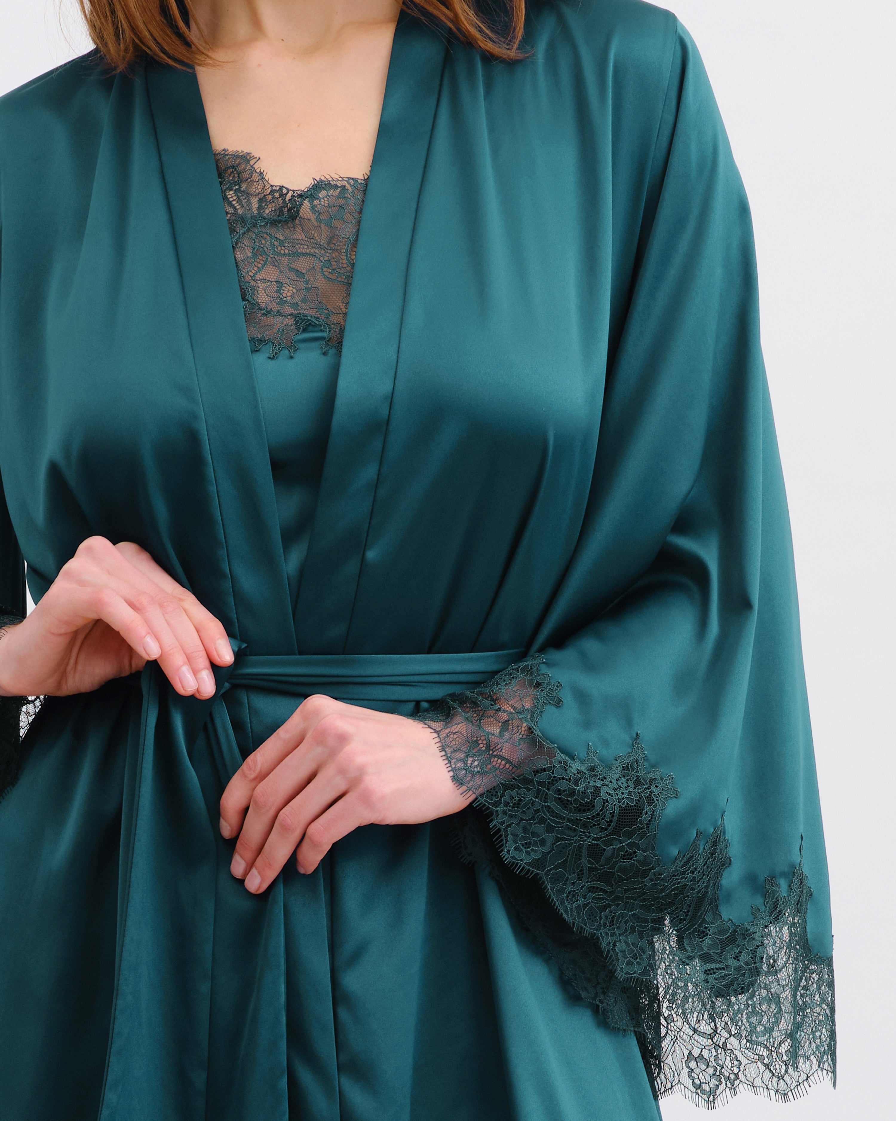 Satin Robe S03406 emerald