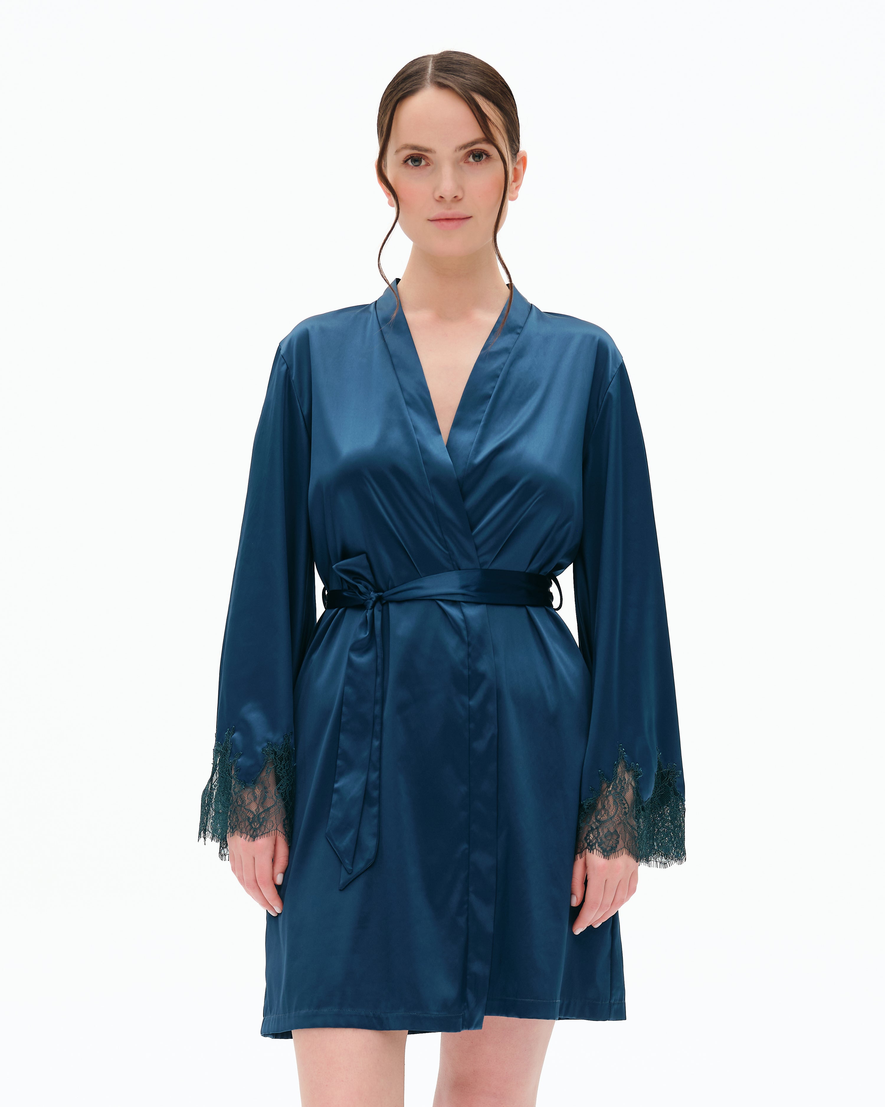 Satin Robe S03406 emerald