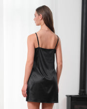 Satin Chemise spaghetti strap S03407 black