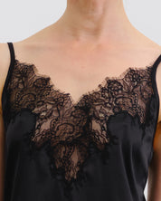 Satin Chemise spaghetti strap S03407 black