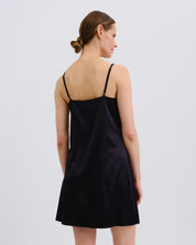 Satin Chemise spaghetti strap S03407 black