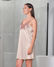 Satin Chemise spaghetti strap S03407 rose gold