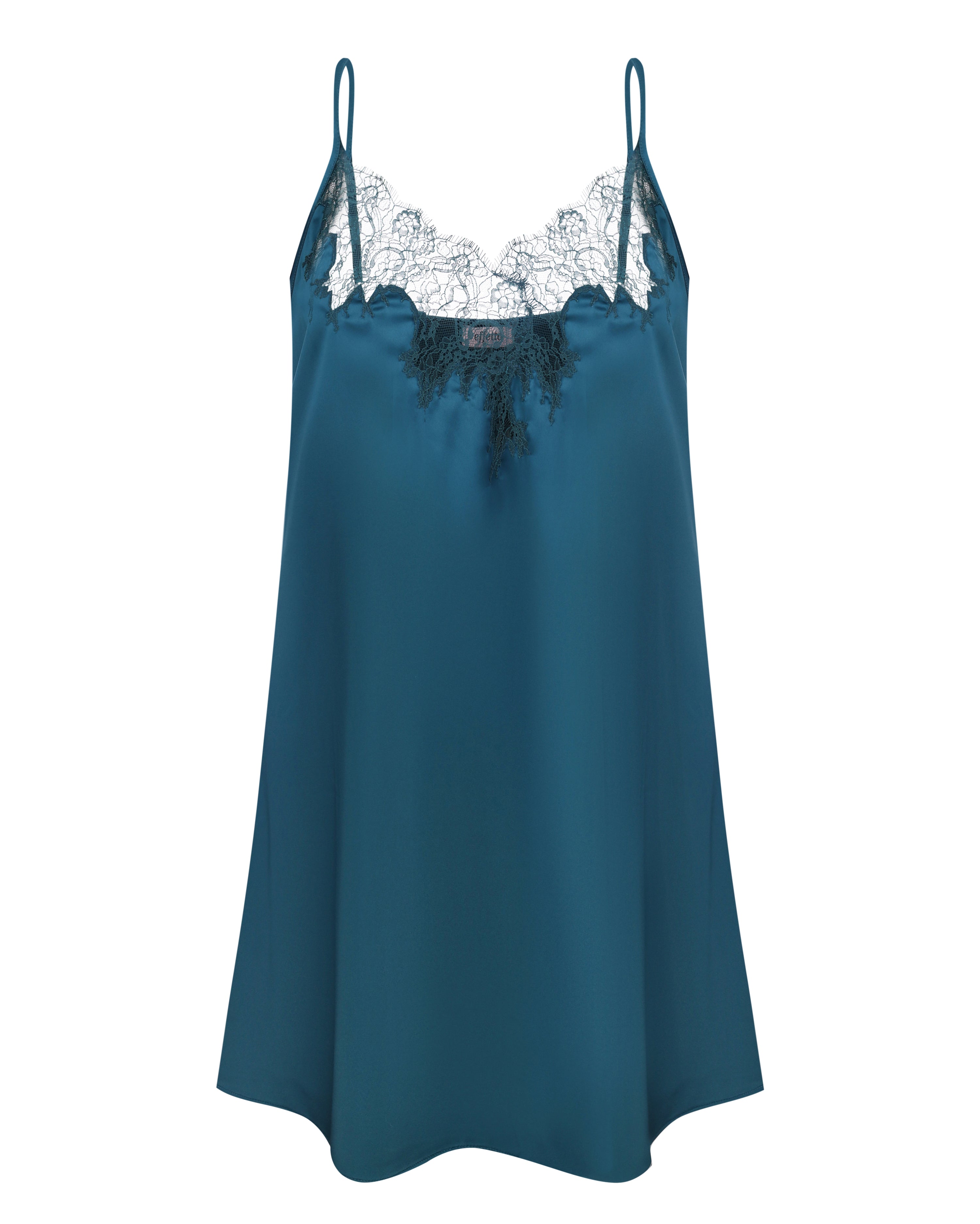Satin Chemise spaghetti strap S03407 emerald