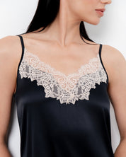 Satin Chemise spaghetti strap S03411 black
