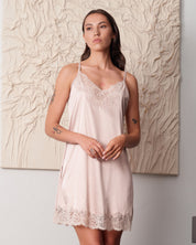 Satin Chemise spaghetti strap S03411 rose gold