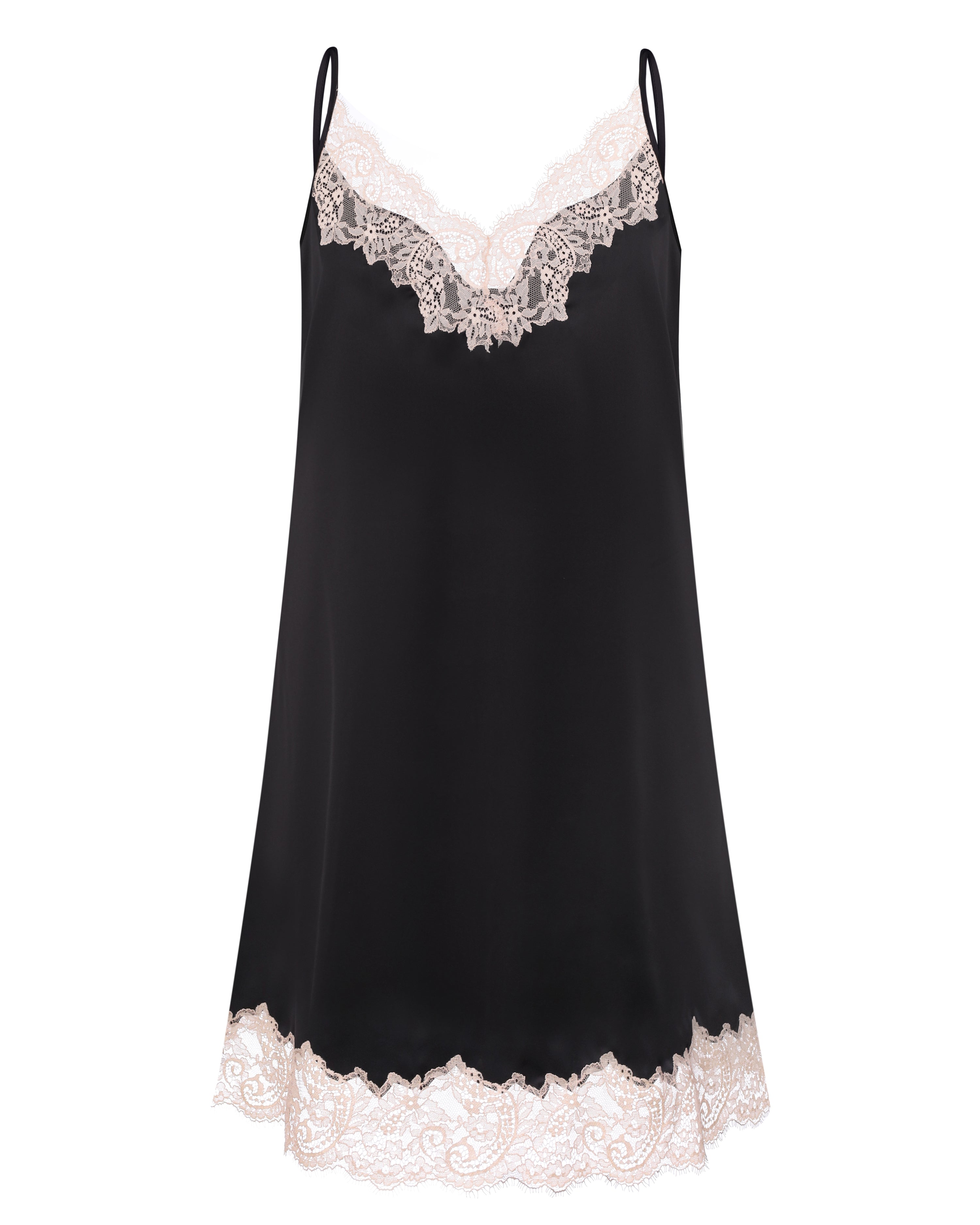 Satin Chemise spaghetti strap S03411 black