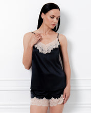 Satin cami shorts Set S03412 black