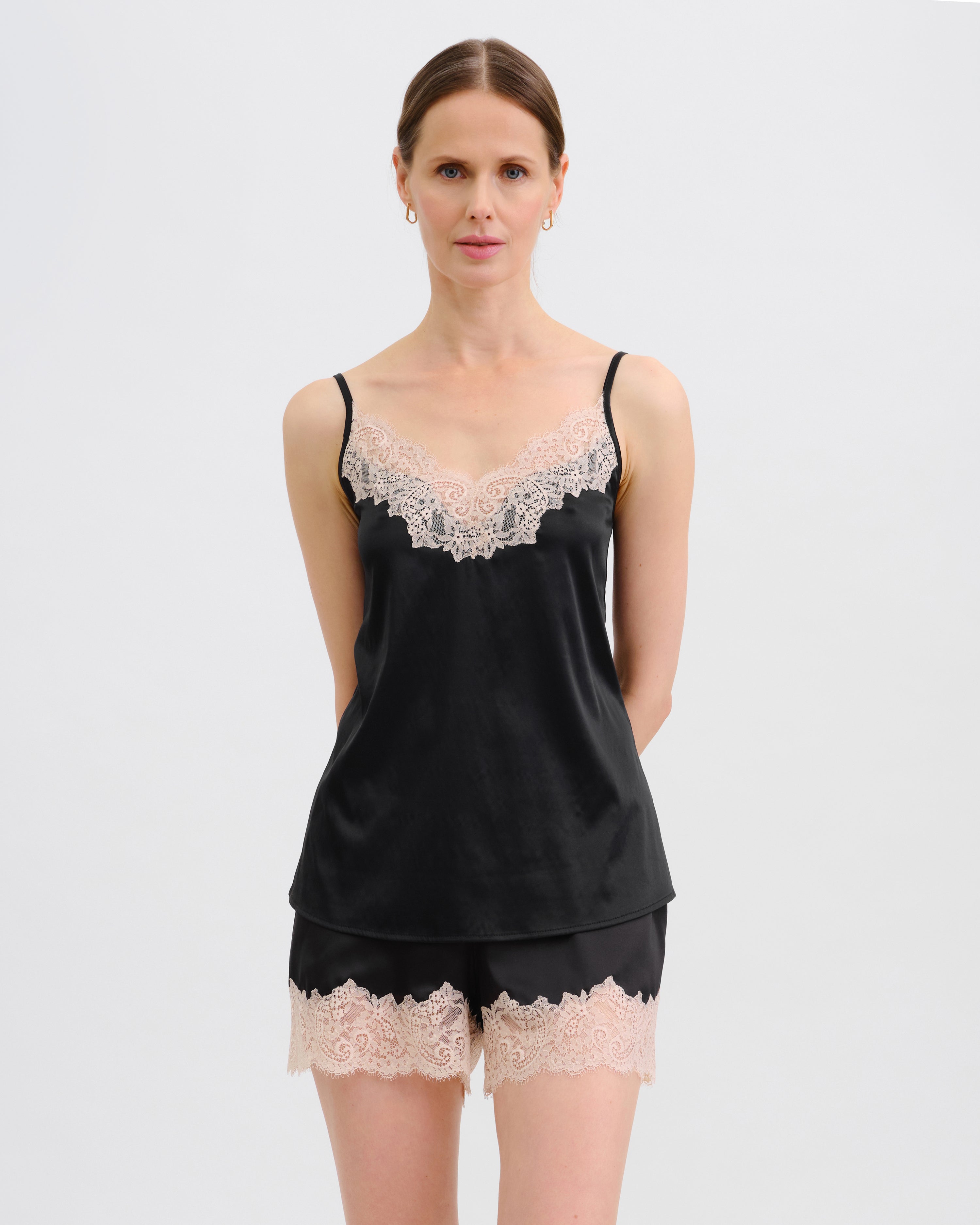 Satin cami shorts Set S03412 black