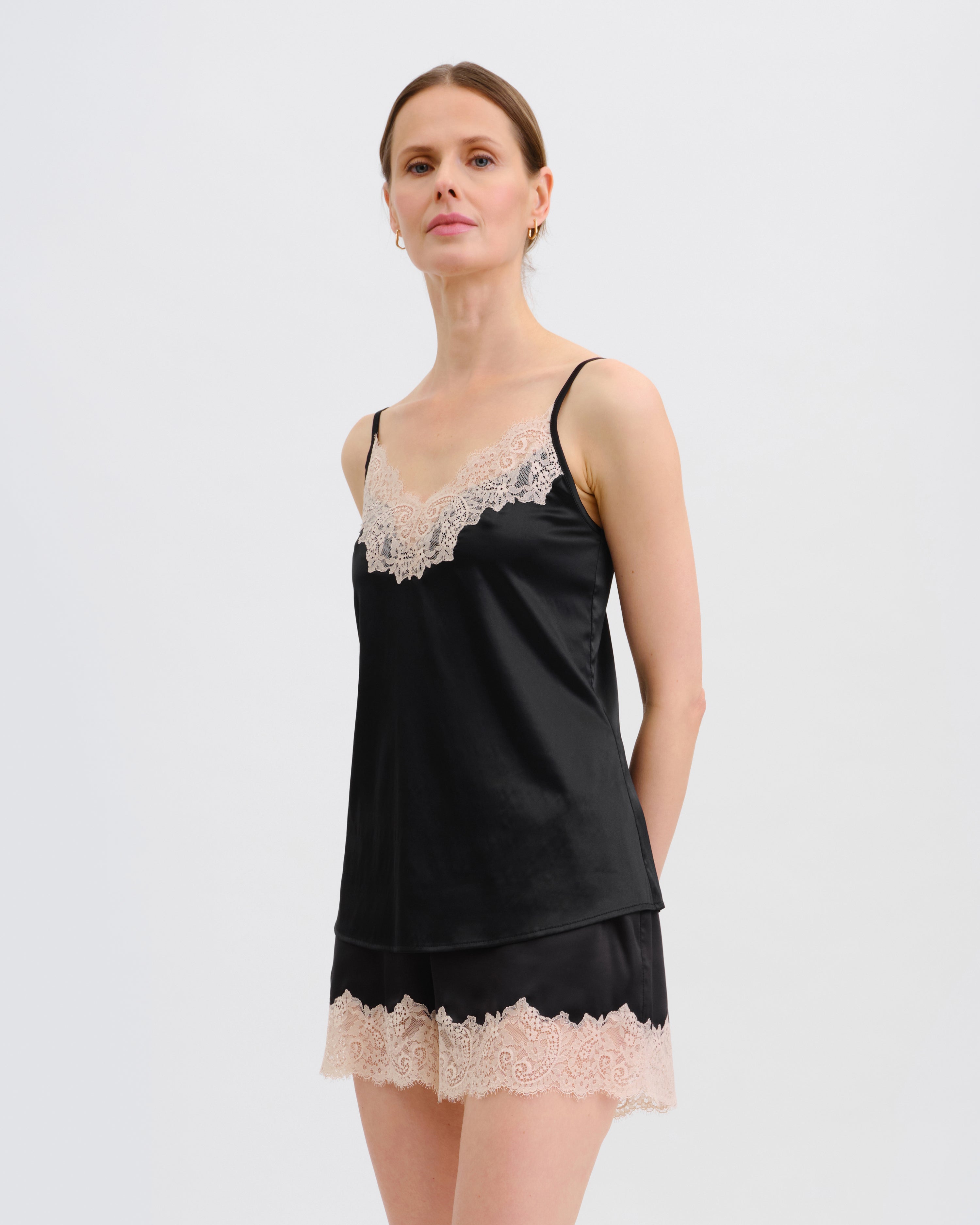 Satin cami shorts Set S03412 black