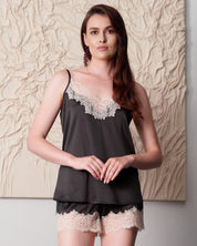 Satin cami shorts Set S03412 black