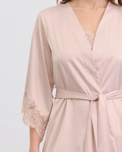 Satin 3/4 sleeve Robe S03414 rose gold