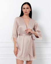 Satin 3/4 sleeve Robe S03414 rose gold