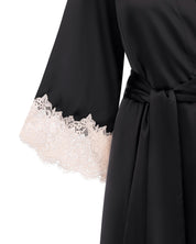 Satin 3/4 sleeve Robe S03414 black