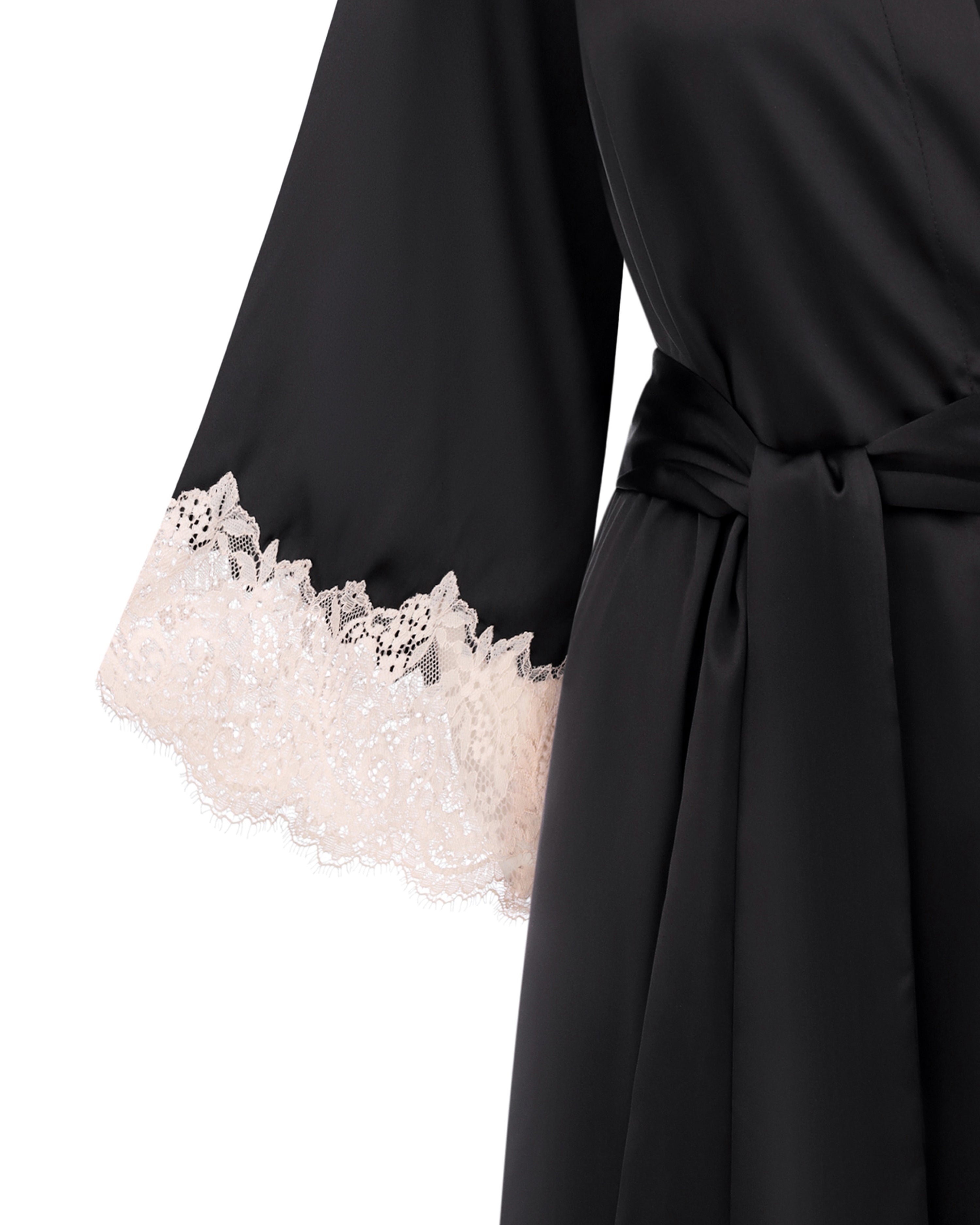 Satin 3/4 sleeve Robe S03414 black