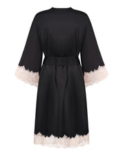 Satin 3/4 sleeve Robe S03414 black