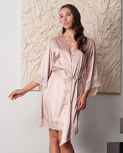 Satin 3/4 sleeve Robe S03414 rose gold