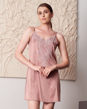 Satin Chemise spaghetti strap S03415 wood rose