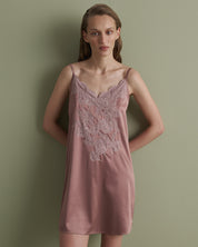 Satin Chemise spaghetti strap S03415 wood rose