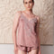 Satin cami shorts Set S03416 wood rose