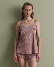 Satin cami shorts Set S03416 wood rose