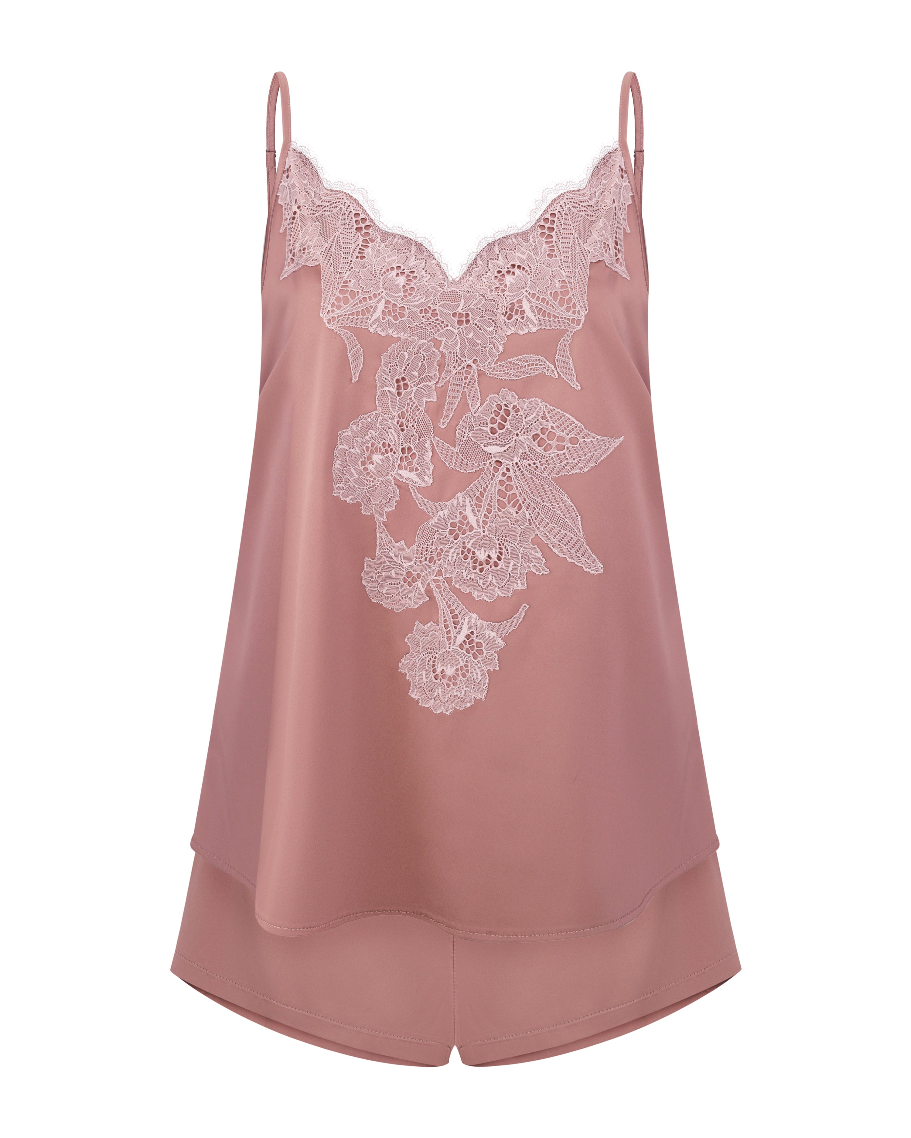 Satin cami shorts Set S03416 wood rose