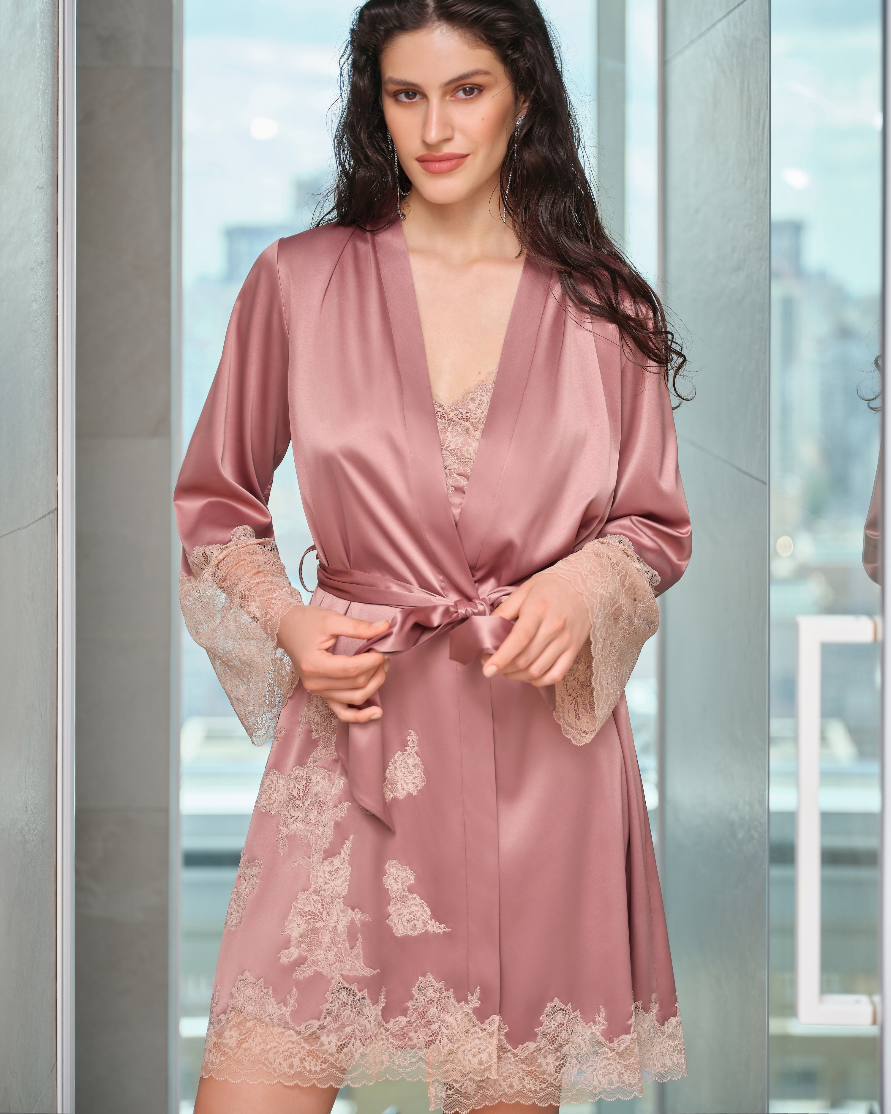 Satin Robe S03417 wood rose