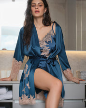 Satin Robe S03417 emerald