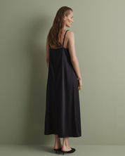 Satin Nightgown spaghetti strap S03418 black