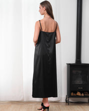 Satin Nightgown spaghetti strap S03418 black