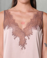 Satin Nightgown spaghetti strap S03418 rose gold