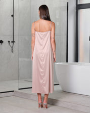 Satin Nightgown spaghetti strap S03418 rose gold