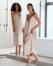 Satin Nightgown spaghetti strap S03418 rose gold