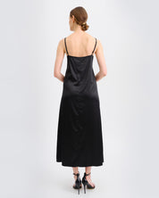 Satin Nightgown spaghetti strap S03418 black