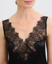 Satin Nightgown spaghetti strap S03418 black