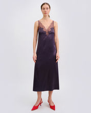 Satin Nightgown spaghetti strap S03418 grey