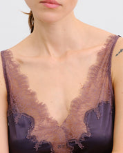 Satin Nightgown spaghetti strap S03418 grey