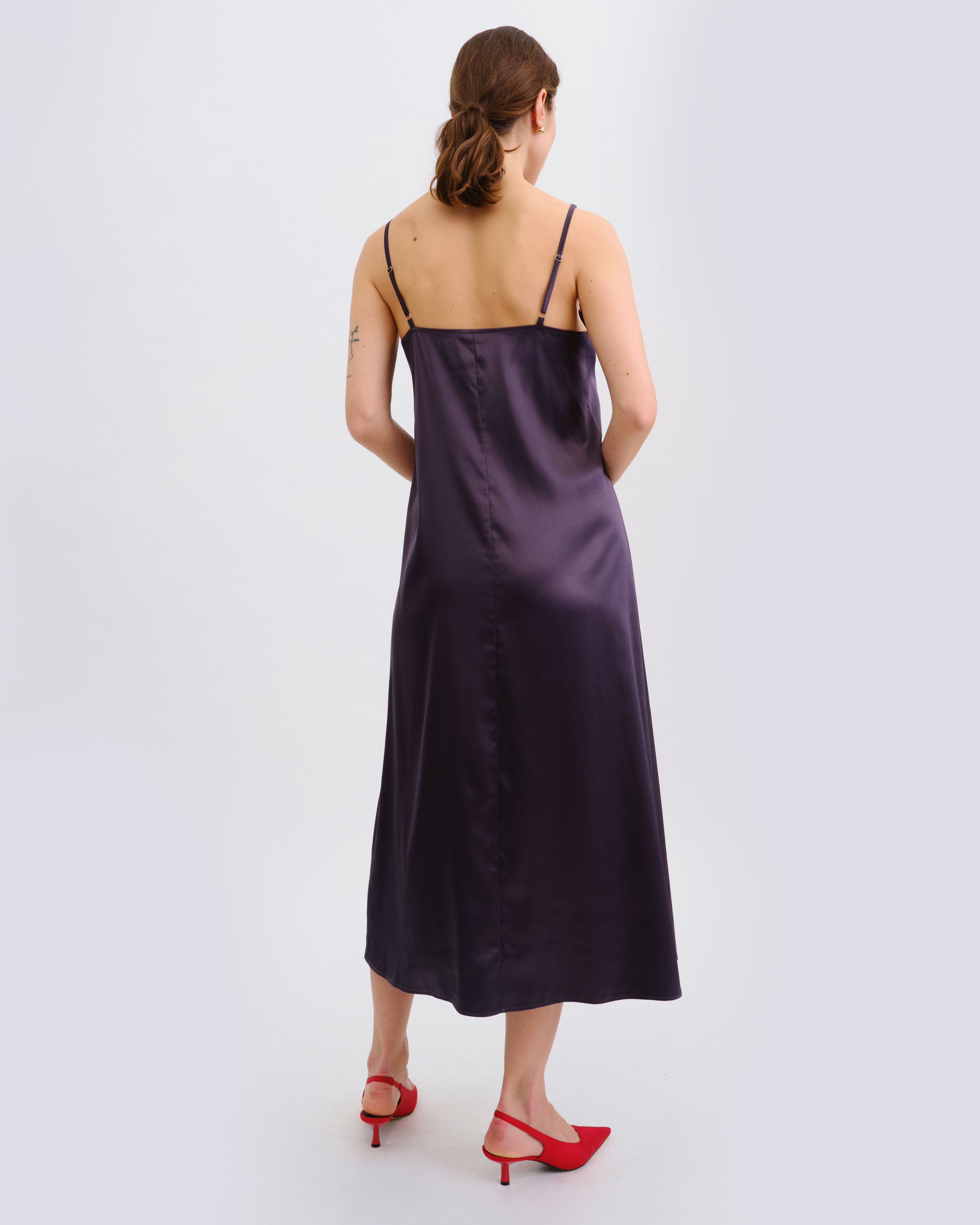 Satin Nightgown spaghetti strap S03418 grey