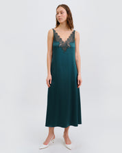Satin Nightgown spaghetti strap S03418 emerald
