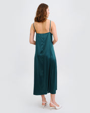 Satin Nightgown spaghetti strap S03418 emerald