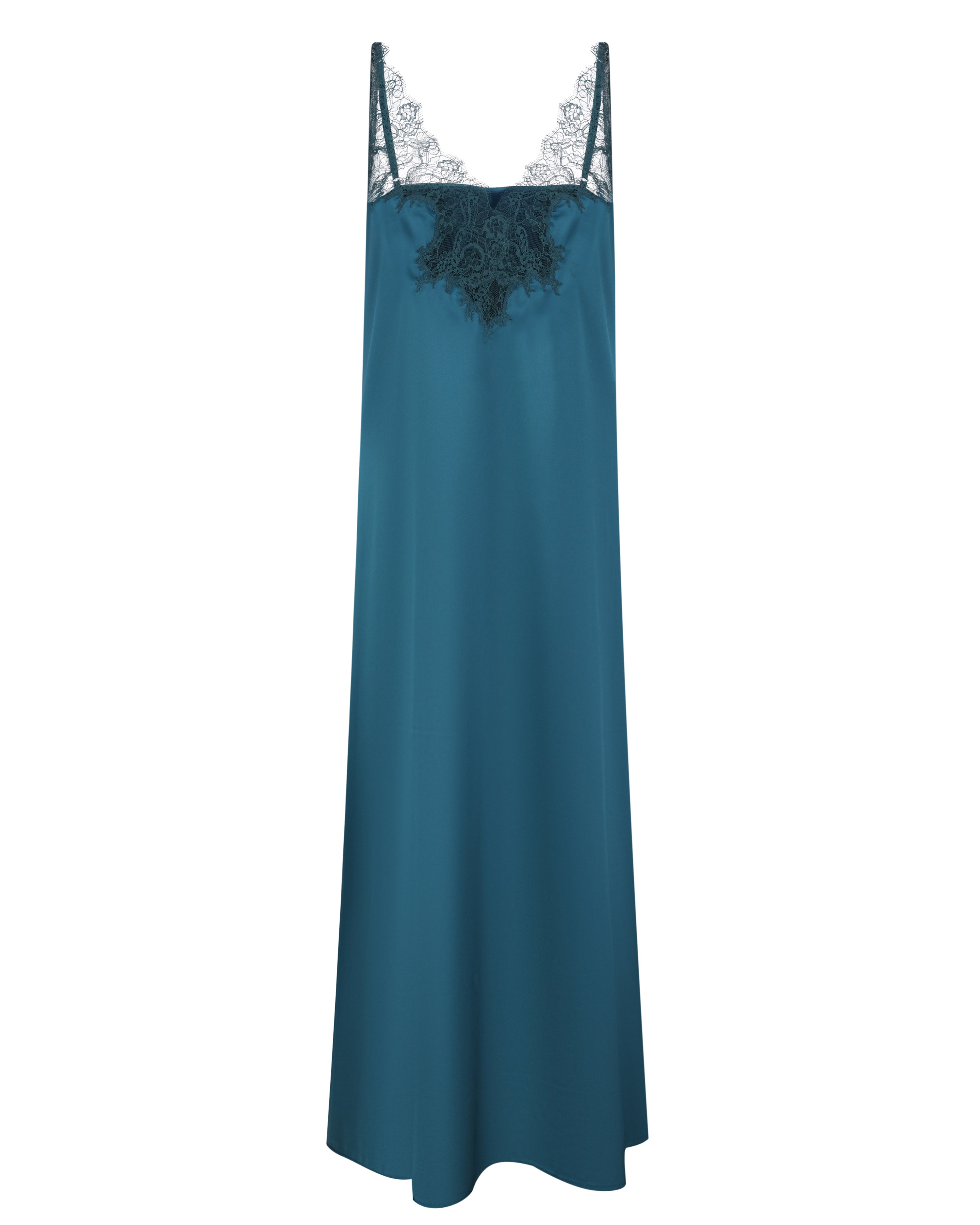 Satin Nightgown spaghetti strap S03418 emerald