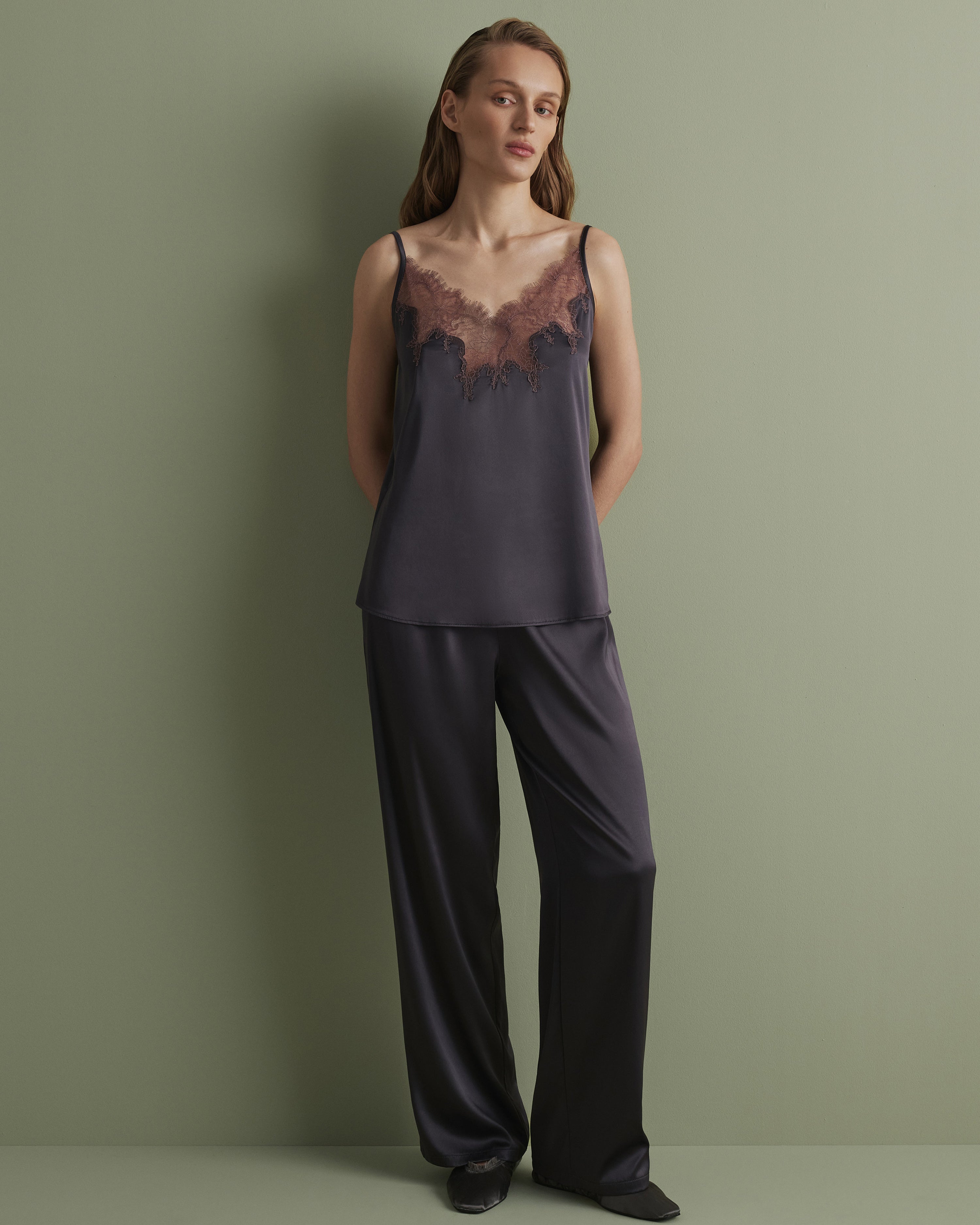 Satin camisole Pajama S03419 grey