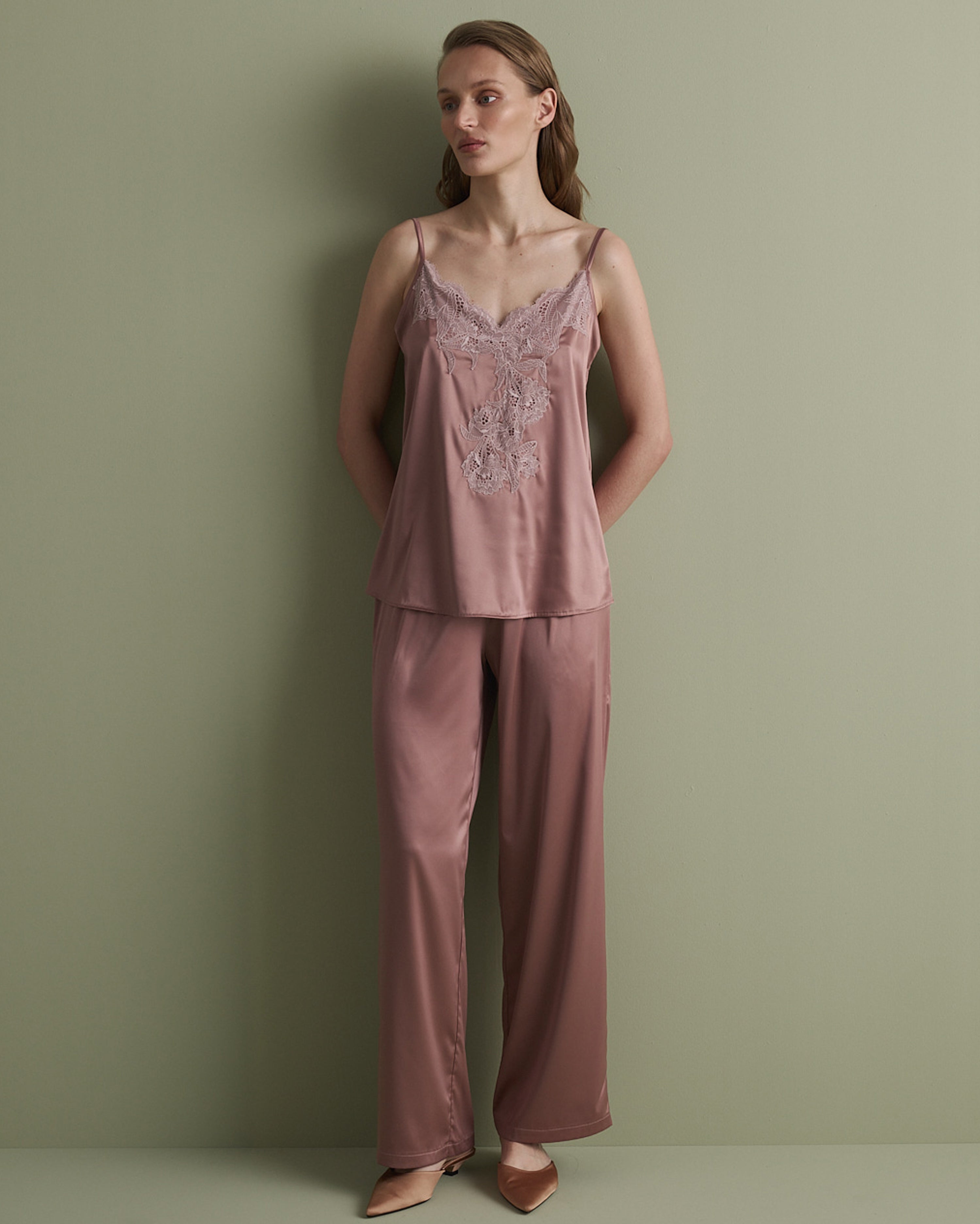 Satin camisole Pajama S03420 wood rose